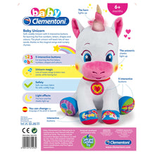 baby clementoni unicorn learning soft toy