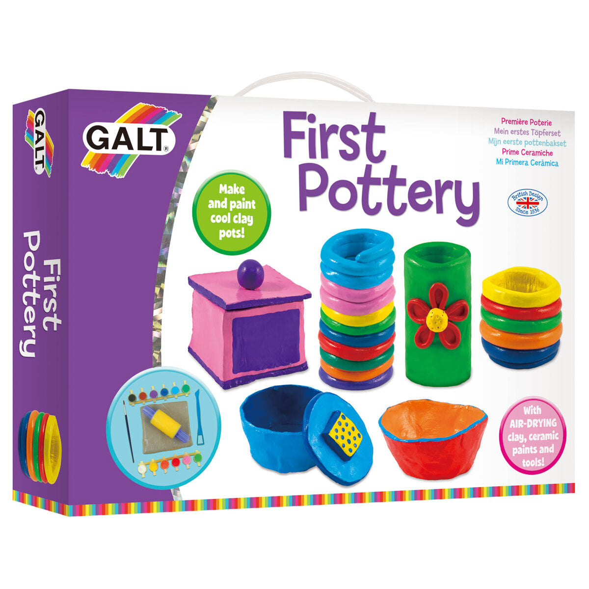 Clay Pottery Kit for 3 Craft Your Own Plant Pot at Home. Air Drying Clay.  Christmas Party game. Festive family activity -  Italia