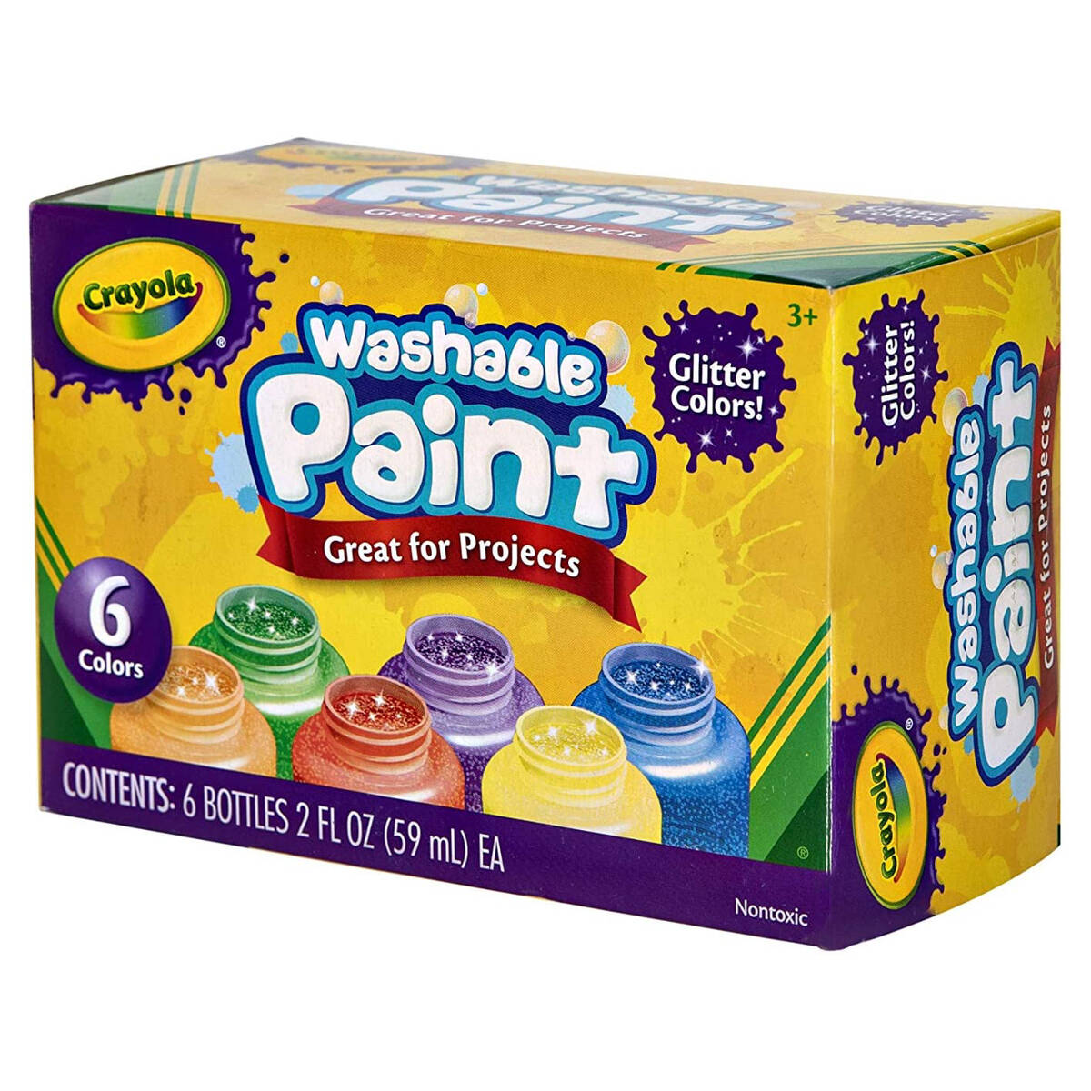 Crayola Kids' Paint, Washable, 3+ - 6 pack, 2 fl oz bottles