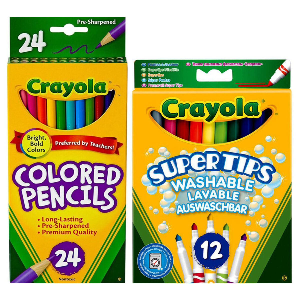 Crayola 24 Coloured Pencils & 12 Super Tips Markers Bundle — Booghe