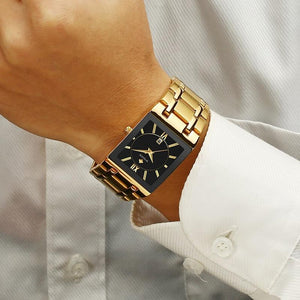 Gold Black Square Stylish Watch