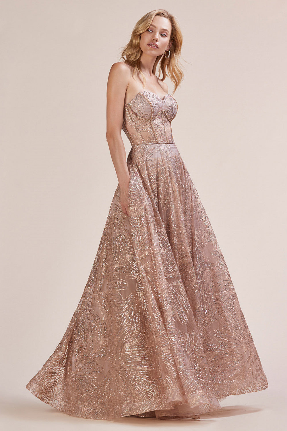 AL Rhinestone Rose Gold Glitz Gown – GlamEdge | Evening Dress & Gown ...