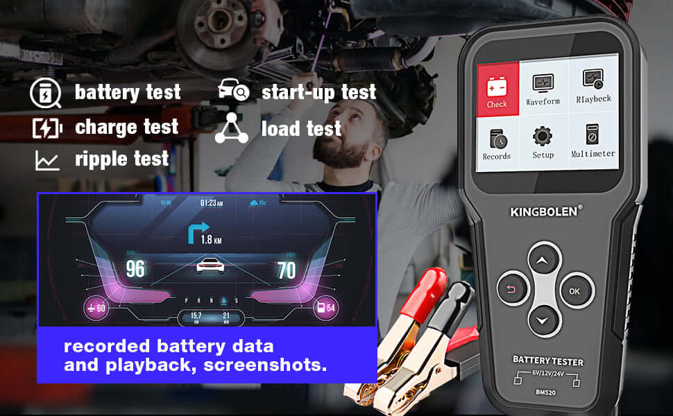 KINGBOLEN BM520 6V 12V 24V 3-in-1 Professional Car Battery Tester