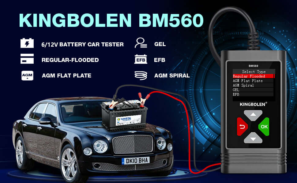 KINGBOLEN® BM560 6/12V Car Battery Tester 100-2000 CCA 2-220AH