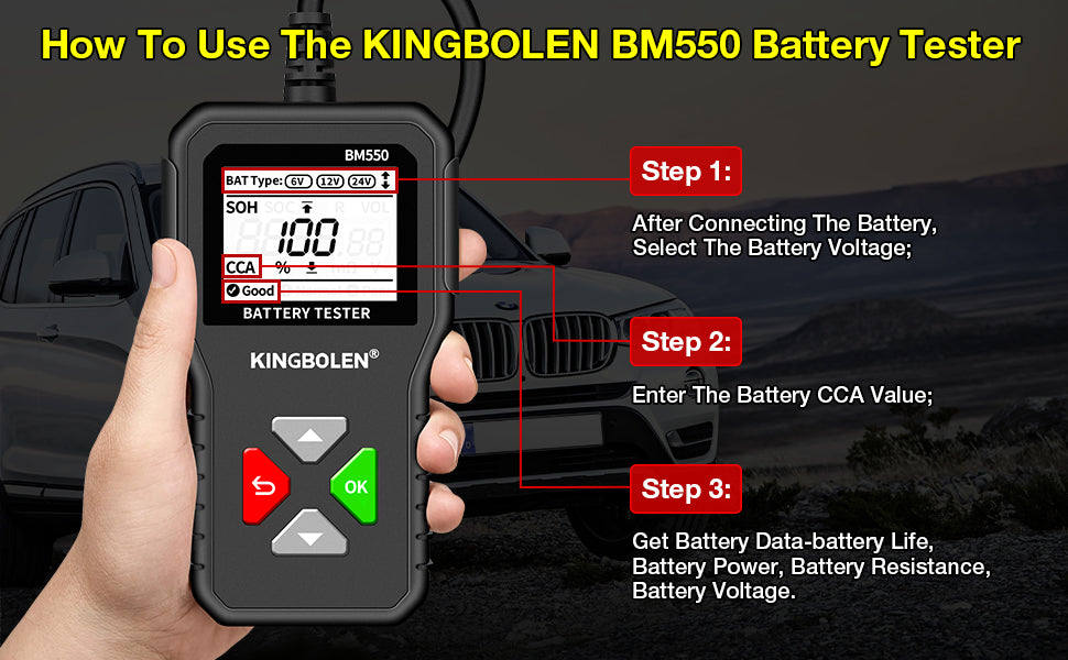 KINGBOLEN BM550 Newest 6V 12V 24V Car Battery Tester