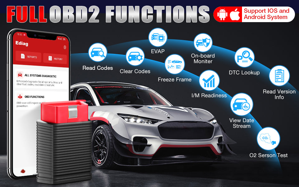 KINGBOLEN EDIAG MINI Car Bluetooth Obd2 Scan Tool With 15 Resets, OBD2  Scanner, SAS Reset, And Bluetooth For All Systems From Eobdtwo, $87.44