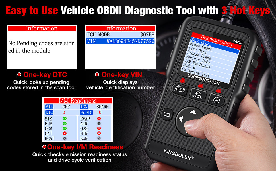 KINGBOLEN YA200 OBD2 Scanner Car Code Reader