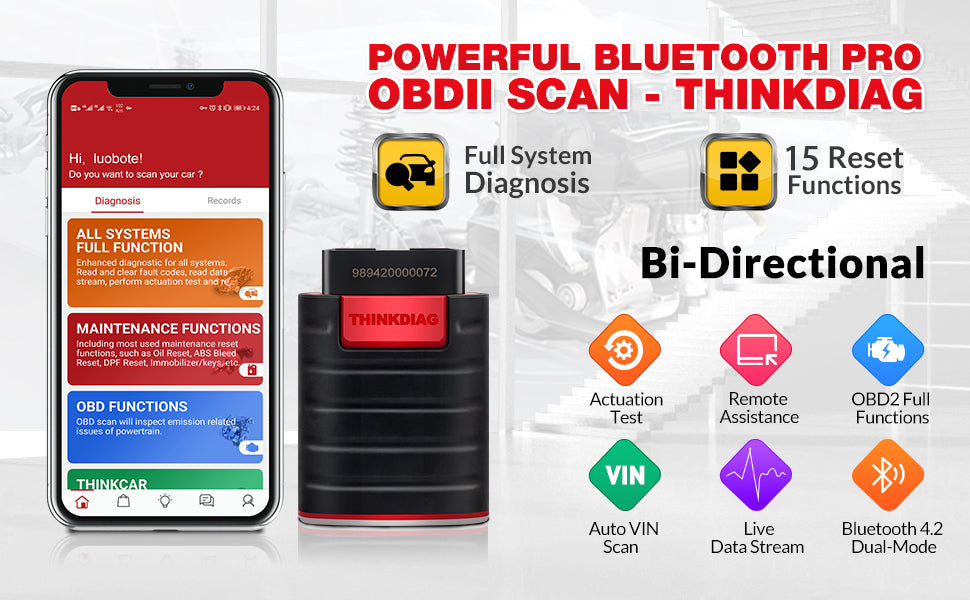 THINKCAR Thinkdiag Bidirectional Full Software Free OBD2 Scanner Diagnostic  Tool