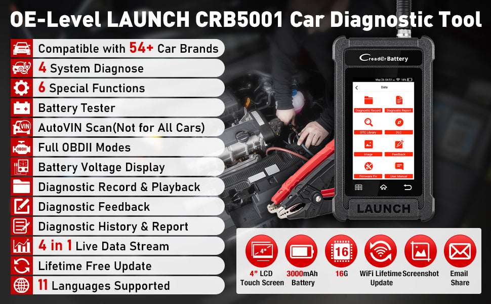 LAUNCH CRB5001 Car OBD2 Scanner and Battery Tester