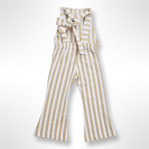 striped bell bottom jumpsuit