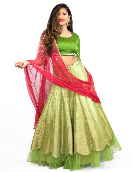 PARROT GREEN WOMEN LEHENGA CHOLI