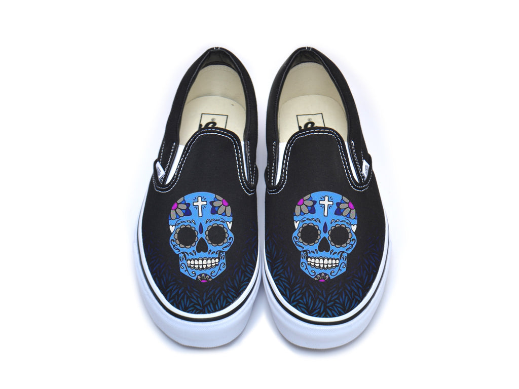 vans sugar skull slip ons