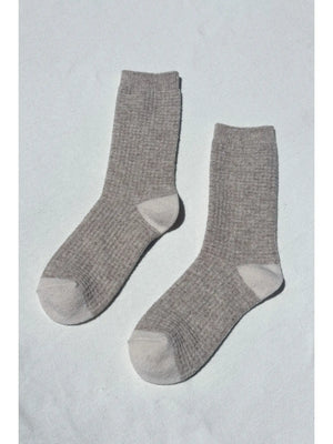 Wool Waffled Socks -  Oatmeal / Cream - Emma’s Shop