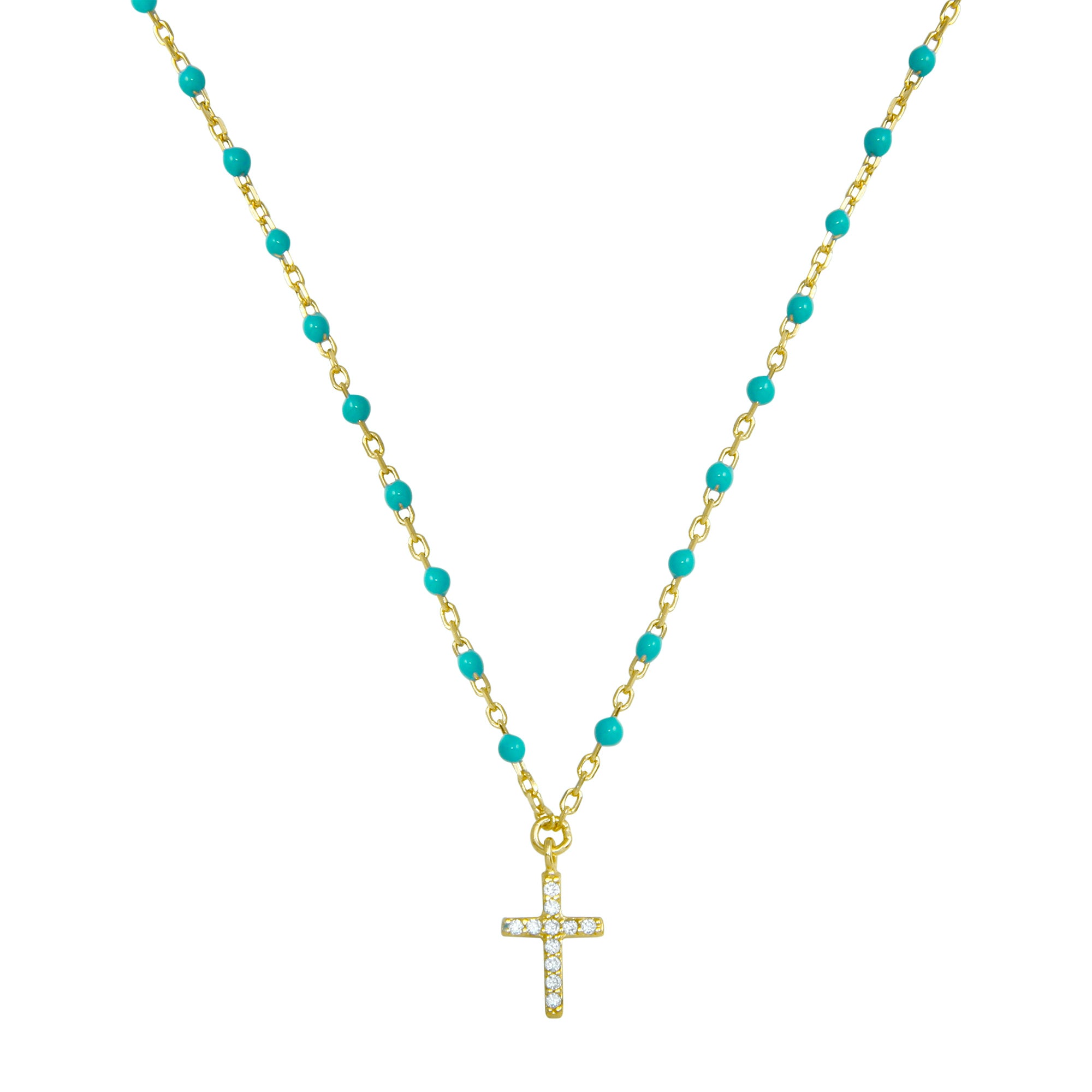 turquoise beaded cross necklace