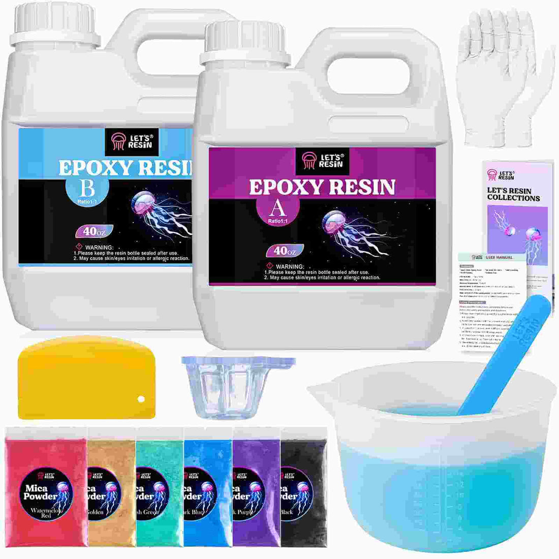 LET'S RESIN 1 Gallon Casting Epoxy Resin with Pumps, Crystal Clear Epoxy  Resin Kit for Beginners, with Ocean White Paste, Color Pigment, for DIY  Art