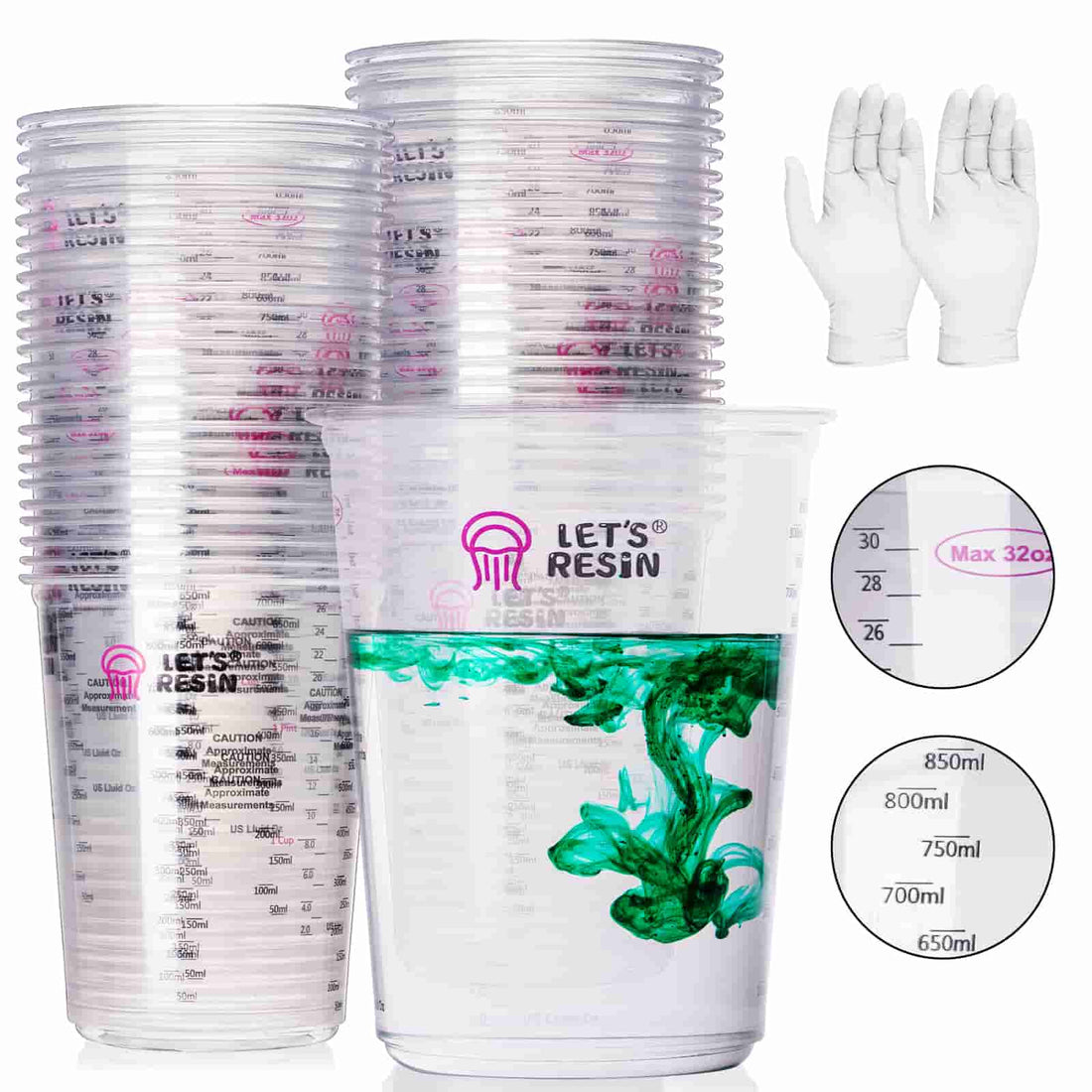 Blysk Graduated Plastic Mixing Cups, Use for Paint, Resin (Quart)