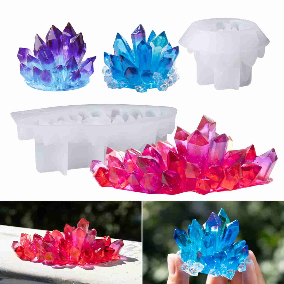 DIYBravo 2 Pcs Pyramid Resin Molds Cone Ring Holder UV Epoxy Resin Molds  Resin Casting Silicone Molds for Making Ring Stand Holder Resin Art
