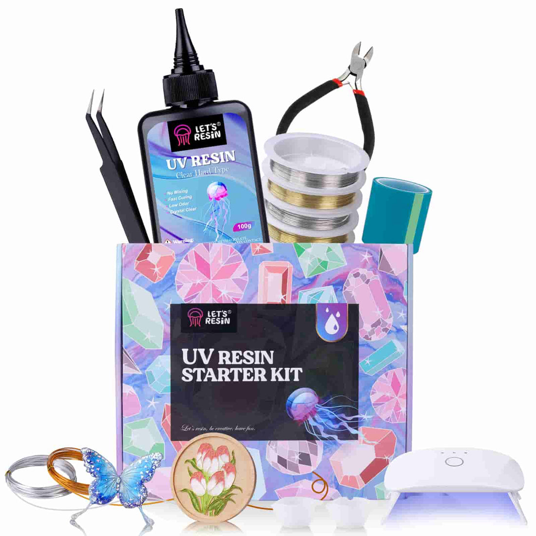 UV Resin Kit with Light-100gCrystal Clear Hard UV Resin Kit, Parent-Child  DIY Production, UV Resin Kit for All DIY Beginners