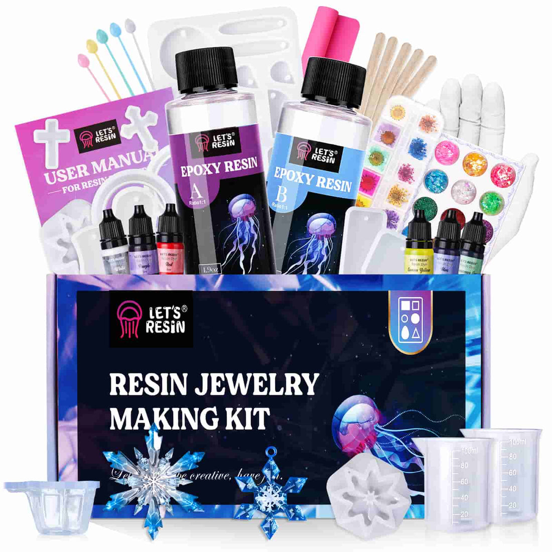 LET'S RESIN Resin Jewelry Making Kit,73Pcs Keychain Making