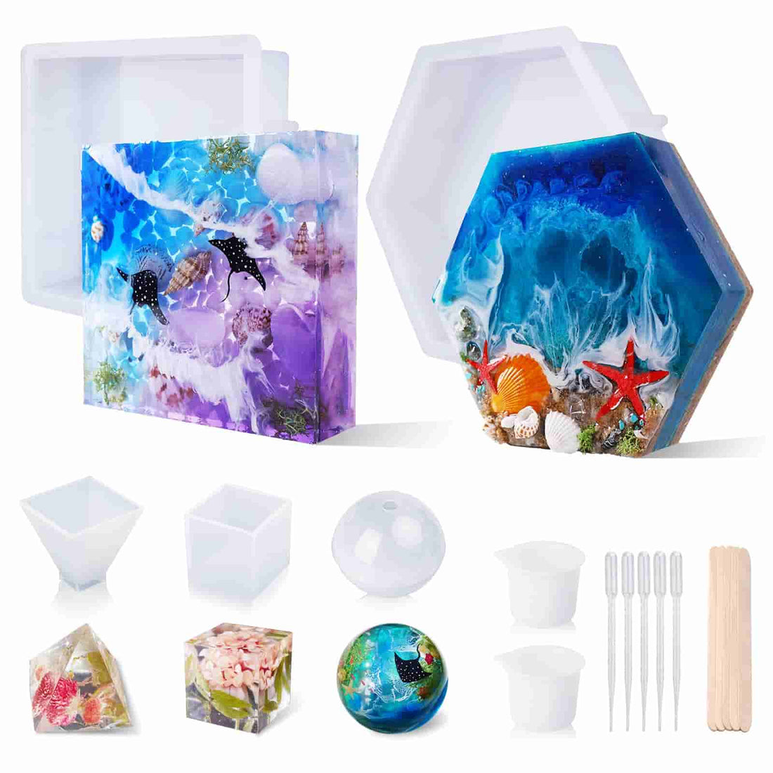 2pcs Resin Molds,square And Rectangle Silicone Epoxy Molds For Resin  Jewelry, Soap, Dried Flower Le