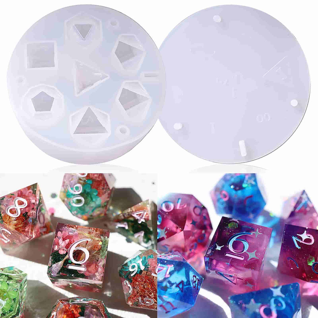 19 Styles Silicone Resin Casting Molds Resin Dice Molds, Polyhedral Game Dice  Molds Multi-spec Digital Letter 3D Silicone Molds, Epoxy Resin Dice Molds  for DIY Table Games