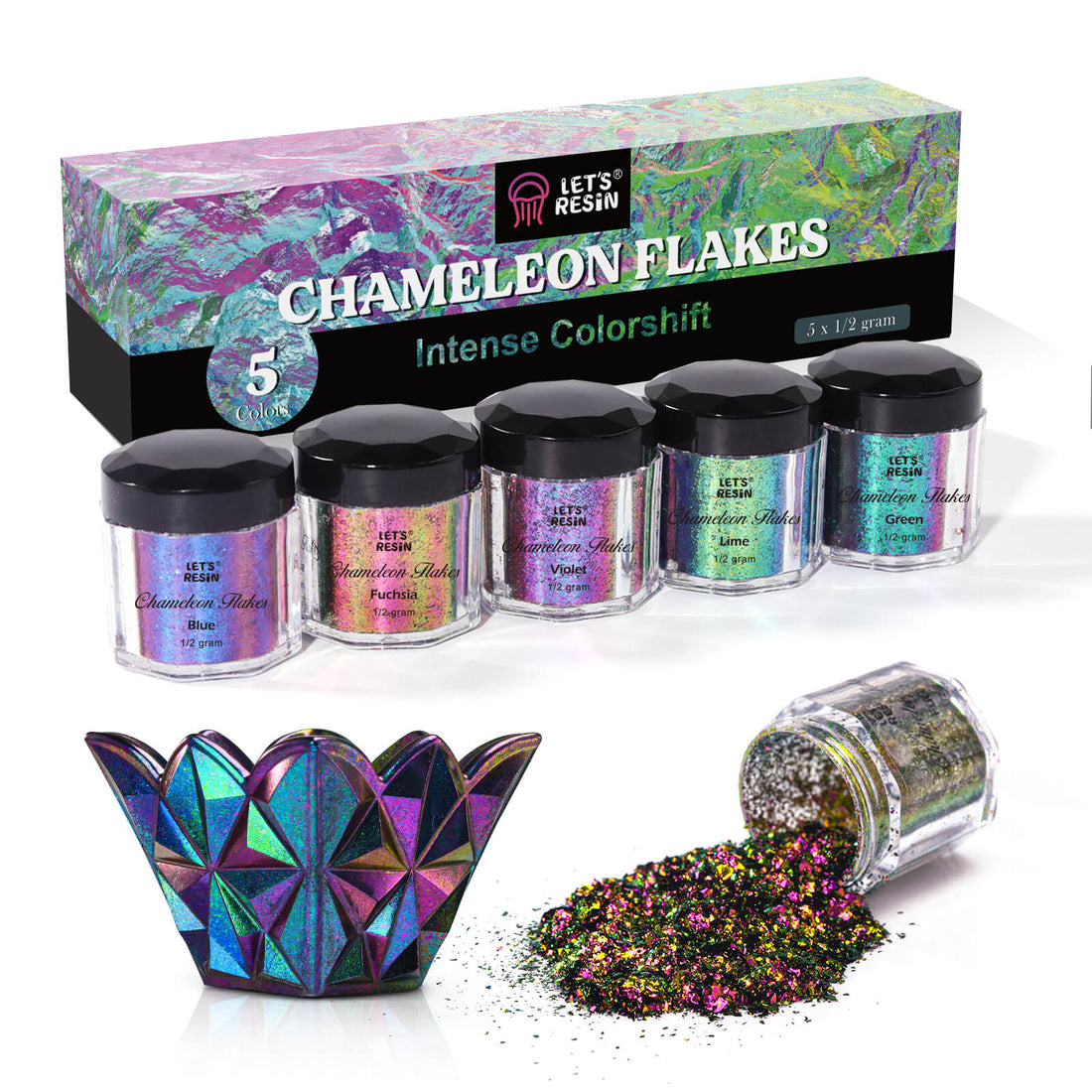 Chameleon Effect Series-Intense Powder, Green Ver. - 5 colors/each 0.8g -  Chameleon Powder, Colorshift Chrome Powder for Crafts/Tumblers/Nail  Art/Paints/Soap Making – Let's Resin