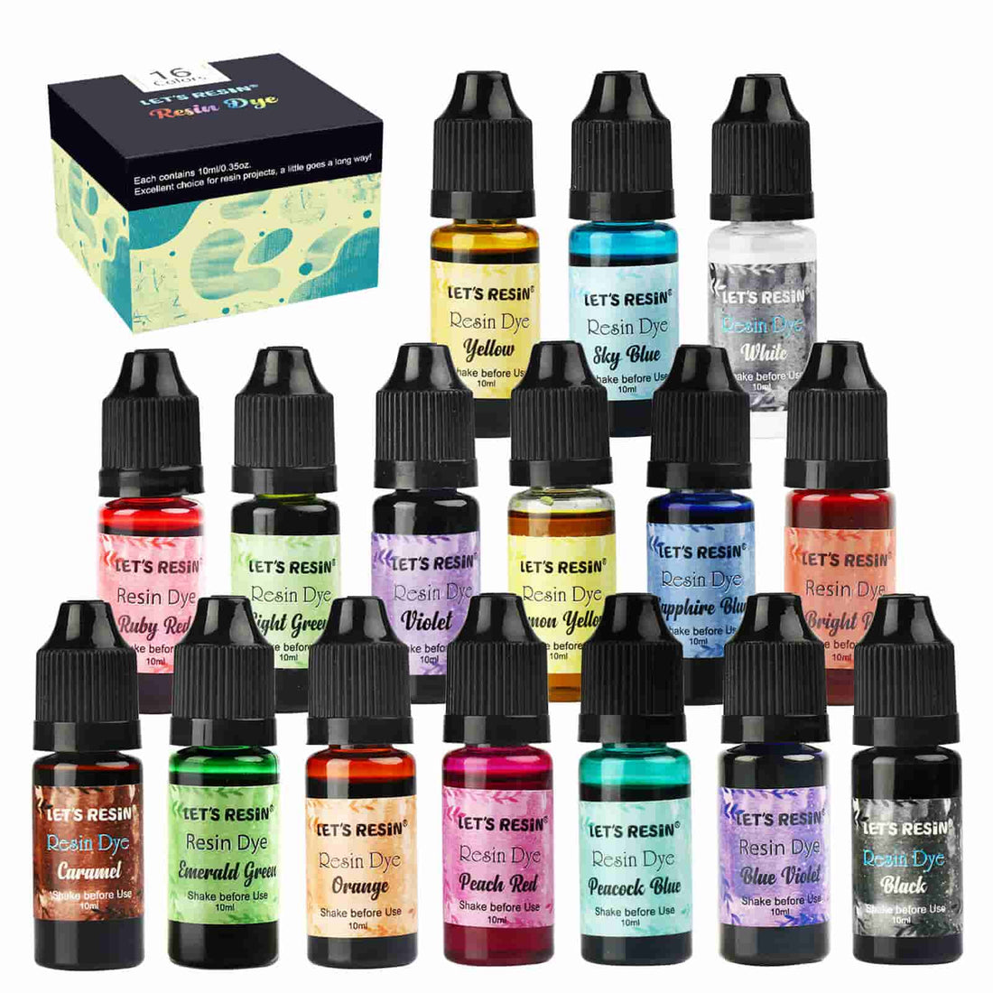 Mr. Resin Transparent Pigment Set- 12 Colors for Epoxy & UV Resin,Resin Coloring, Resin Jewelry Making - Concentrated UV Resin Colorant for Art, Paint