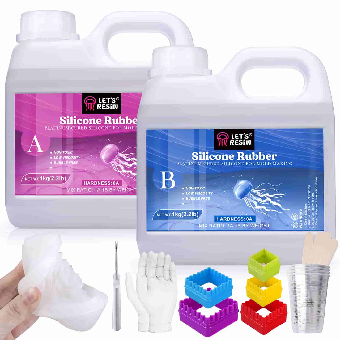 Silicone Mold Making Kit 15A Platinum RTV-2 Liquid Silicone Rubber  Non-Toxic Tra