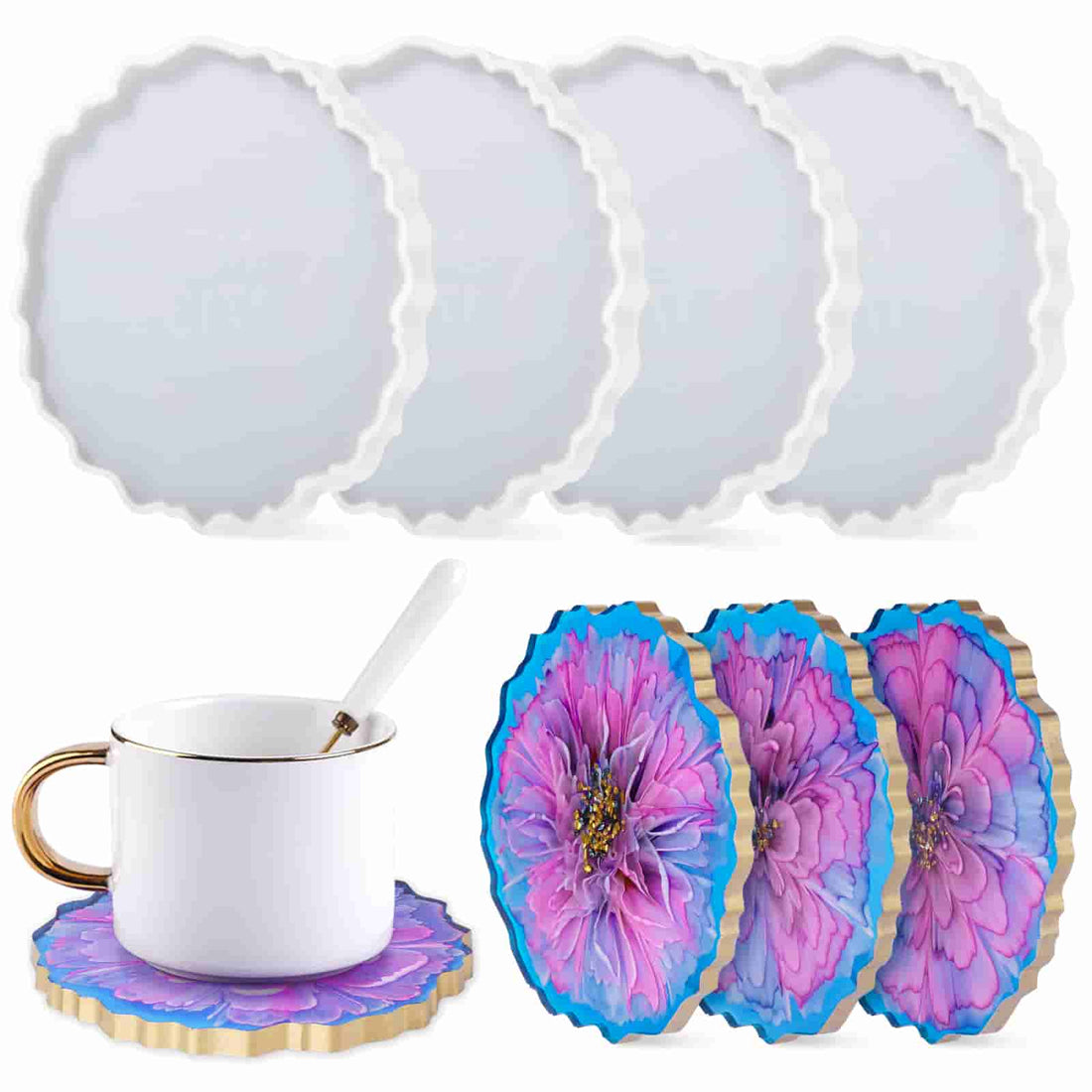 LET'S RESIN Silicone Coaster Molds 4Pcs Epoxy Resin Molds, Square Roun –  Marks Mandalas