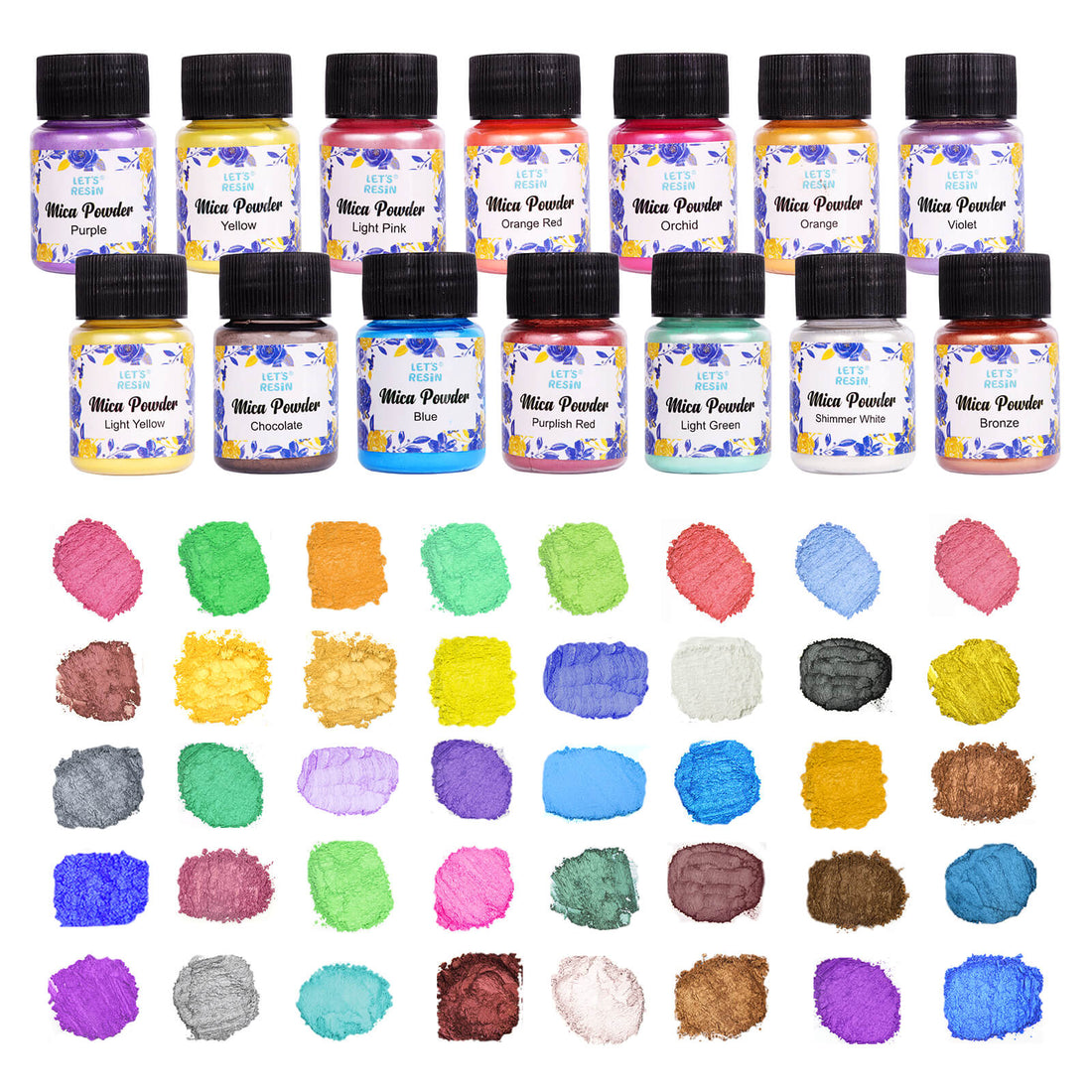 LET'S RESIN 36 Colors Mica Powder,mica Pigment Powder for Epoxy