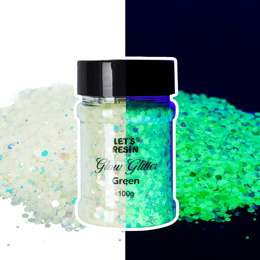 Glow With Envy Green Chunky Mix Glow in the Dark Glitter Polyester Glitter  