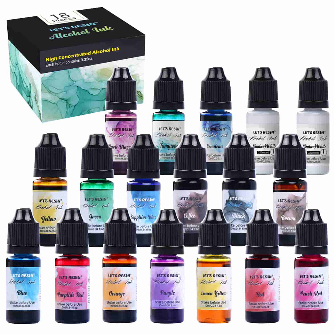 Alcohol Ink Set – 42 Bottles Vibrant Colors High Concentrated Alcohol-Based  Ink, Concentrated Epoxy Resin Paint Colour Dye, Great for Resin Petri