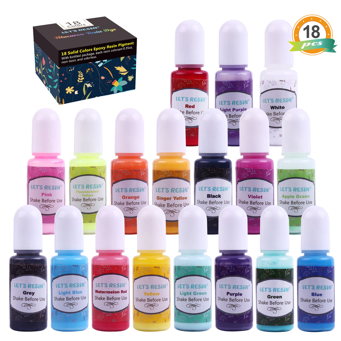 15 Colors Epoxy Pigment, Liquid Resin Colorant Each 0.35oz