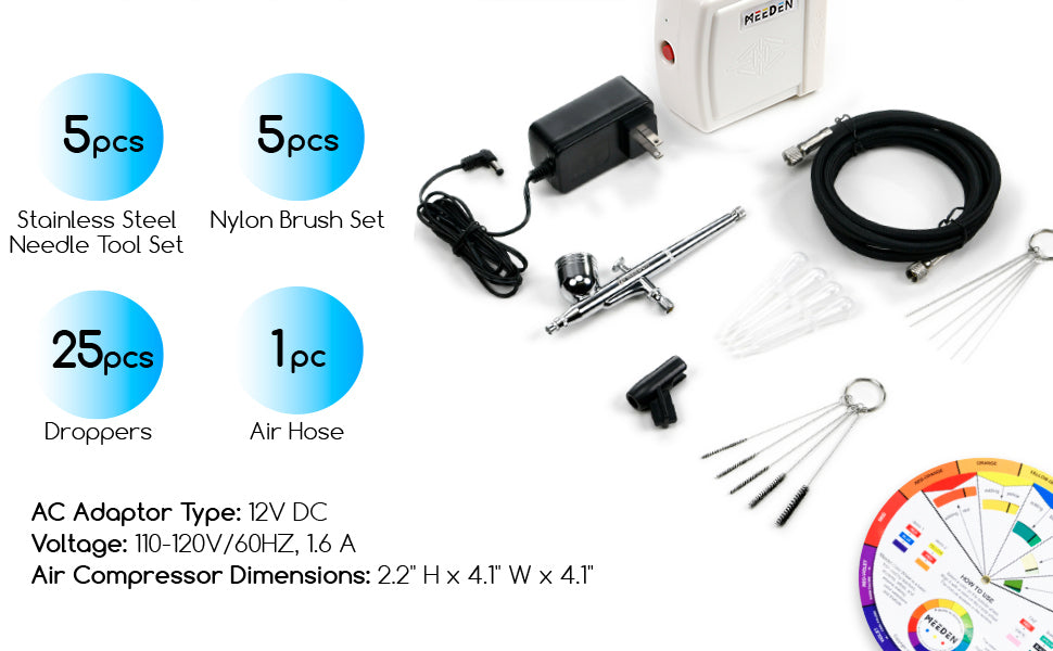 MEEDEN Mini Airbrush Kit with Compressor, Dual-Action