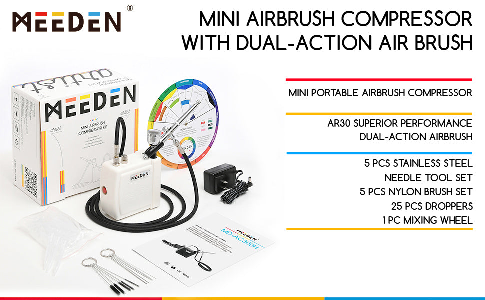 MEEDEN White Mini Airbrush Set, 12 Colors  Meeden, Portable air  compressor, Compressor