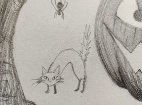 how to draw a scared cat