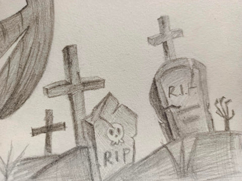 Halloween doodle - halloween tombstones