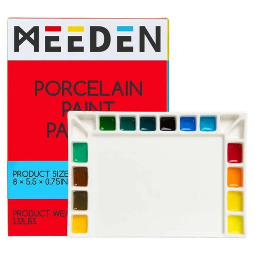 MEEDEN 8 Well Ceramic Artist Paint Palette, Porcelain Watercolor Palette,  Art Paint Mixing Palette Tray in Art Craft Supplies, Square 7× 7