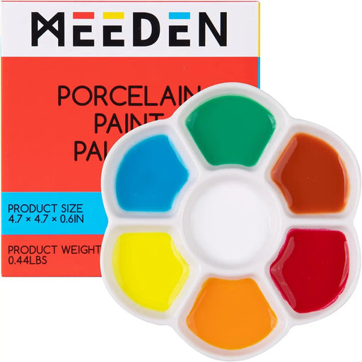 MEEDEN Ceramic Artist Paint Palette, Rectangle Porcelain Watercolor Palette,  10'' × 7'' Ceramic Mixing Tray for Gouache, Watercolor, Acrylic Painting