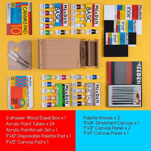 MEEDEN 215 Pieces Deluxe Art Set, Wooden Art Box Indonesia