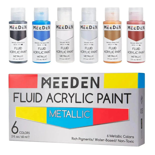 MEEDEN Fluorescent Fluid Acrylic Paint Set, 6x2 oz/60 ml - MEEDEN Art