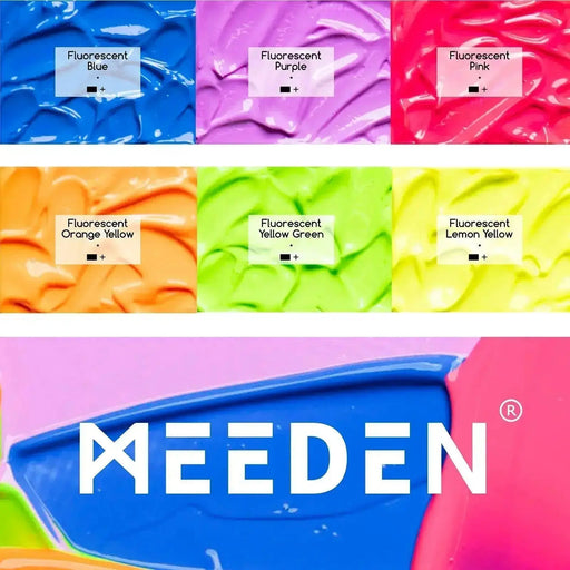 MEEDEN 6-Color Fluorescent Acrylic Paint, 120 ml / 4.06 oz - MEEDEN Art