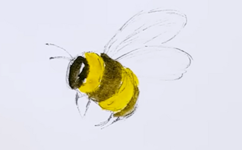 Simple drawing of a cute happy bumble bee on Craiyon