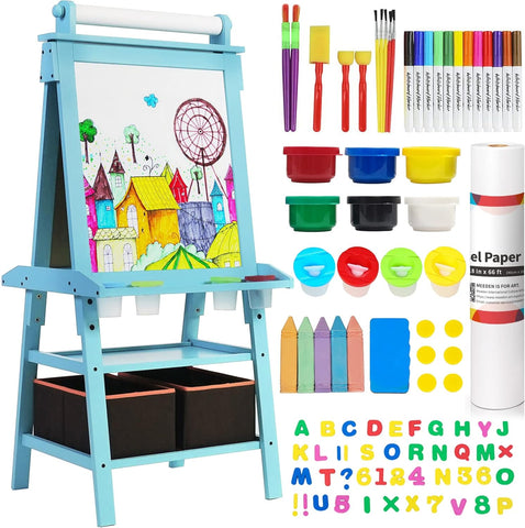 Buddy N Buddies Tabletop Easel for Kids - Art Easel for Toddler - Kids Easel Chalkboard White Board for Kids - Dry Erase Easel for Kids - Portable