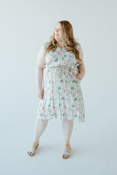 FLORAL PRINT DRAWSTRING WAIST DRESS