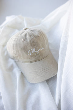 "MAMA" ACID WASHED BASEBALL CAP IN SAND