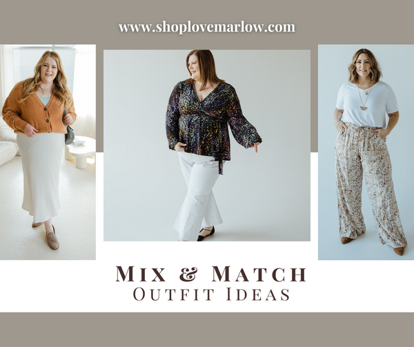 Three outfits that feature mix and match seperates