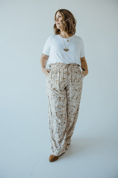 PAPERBAG WAIST WIDE LEG PRINTED PANTS