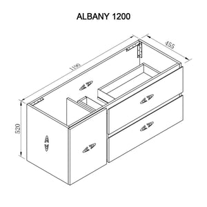 ALBANY 1200mm Oak Timber Stone Top Wall Hung Bathroom Vanity - Arova