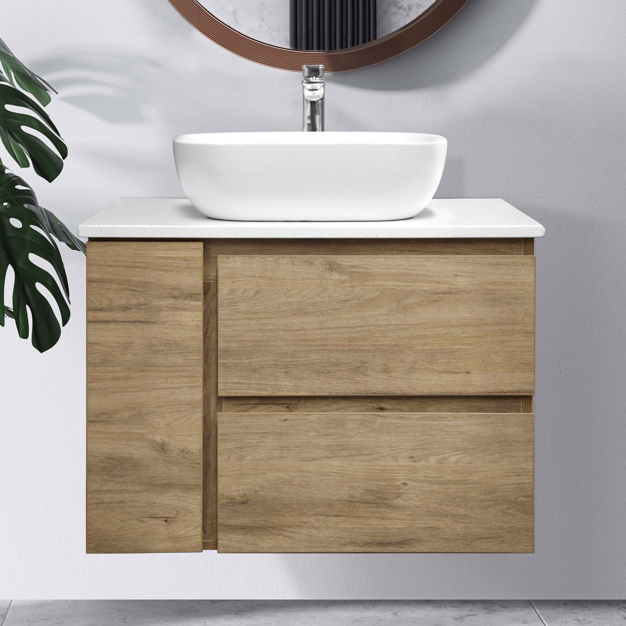 ALBANY 750mm Oak Timber Wall Hung Bathroom Vanity Melbourne - Arova